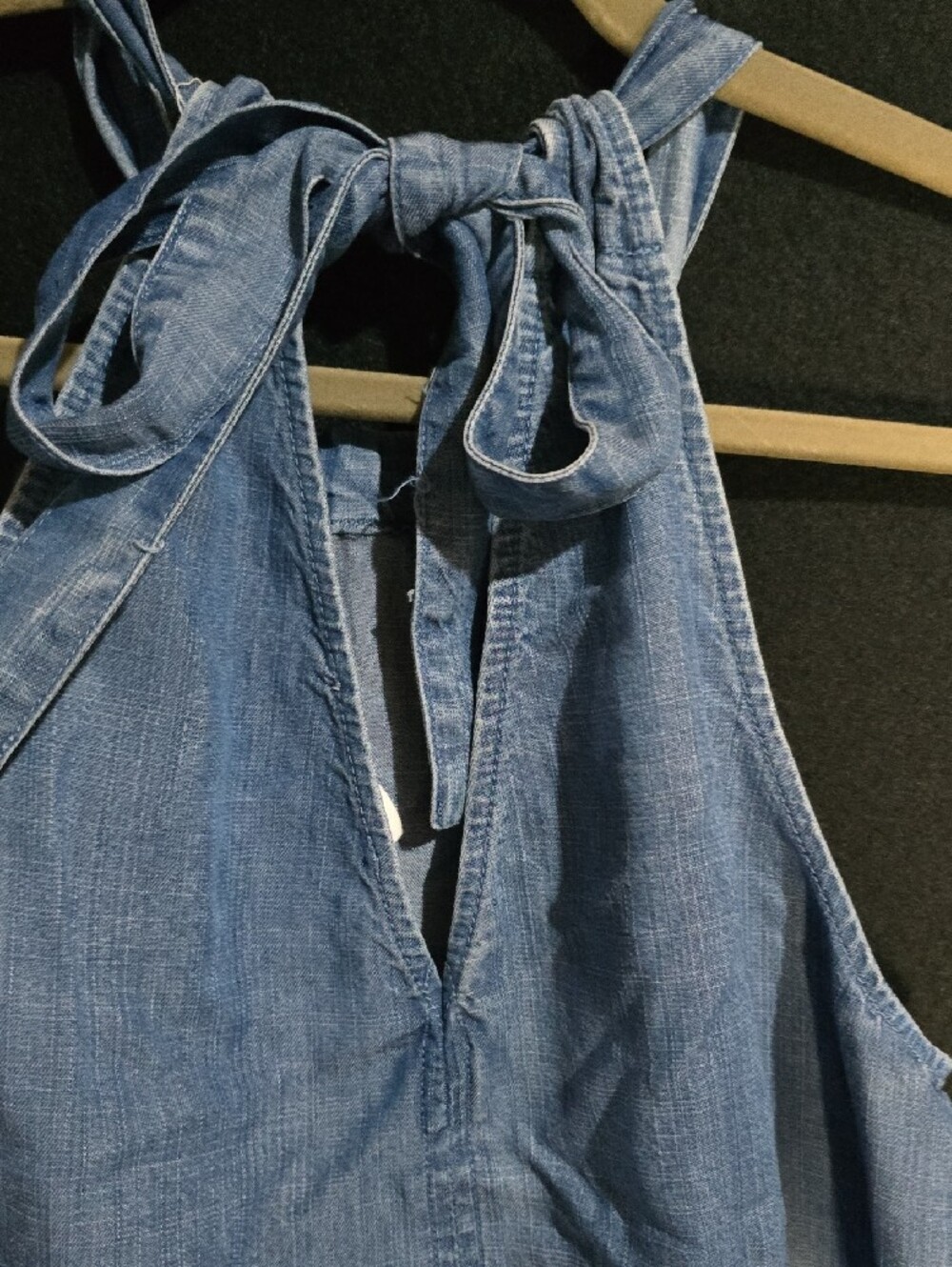 Zenana Outfitters Light Blue Chambray Halter Tank Top - Picture 3 of 5